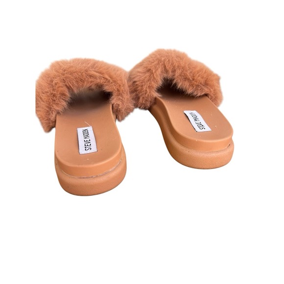 Steve Madden Women's Size 8M Shoes Tan Slides Fur Lined Comfort Sandals - Picture 6 of 10